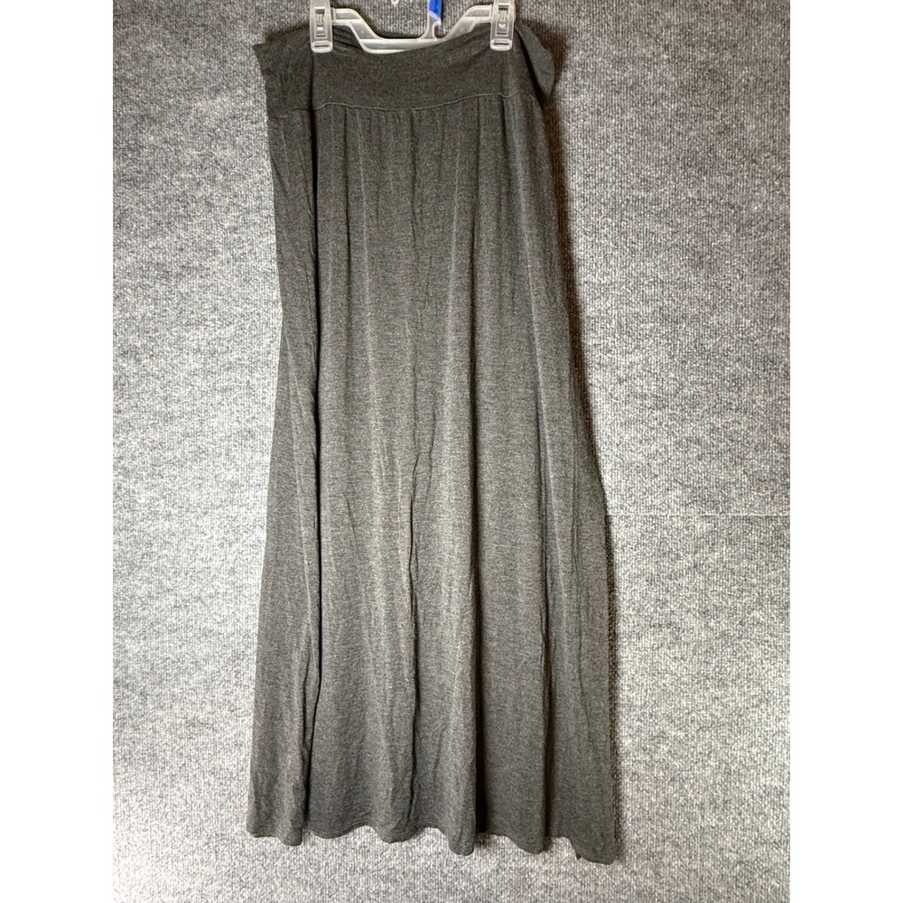AB Studio Womens XL Charcoal Grey Heathered Jersey Knit Elastic Waist Maxi Skirt